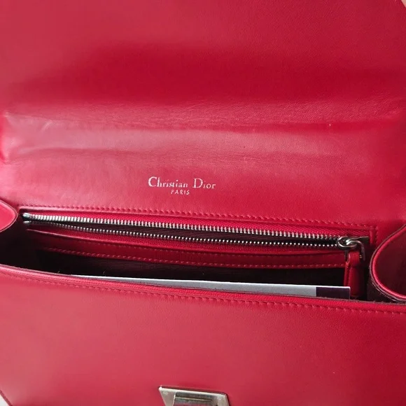 Dior Diorama Red Leather Shoulder/Crossbody Bag with Silver Hardware - Picture 3 of 10